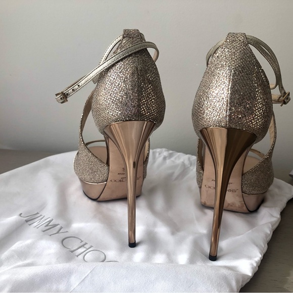Stevie 100 | Gold Crushed Metallic Pumps | JIMMY CHOO Jimmy Choo Metallic Strappy Heels